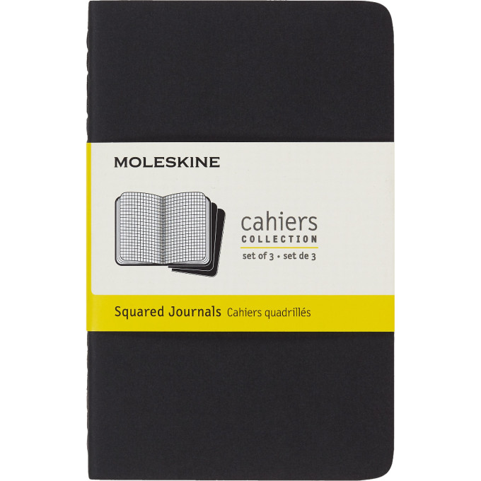 Набор блокнотов MOLESKINE Cahier Journal Pocket, клетка, чёрный, 3 шт. QP312