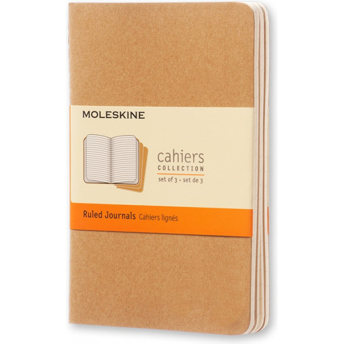 Блокнот MOLESKINE Cahier Journal Pocket, линейка, бежевый (набор 3 шт.) QP411
