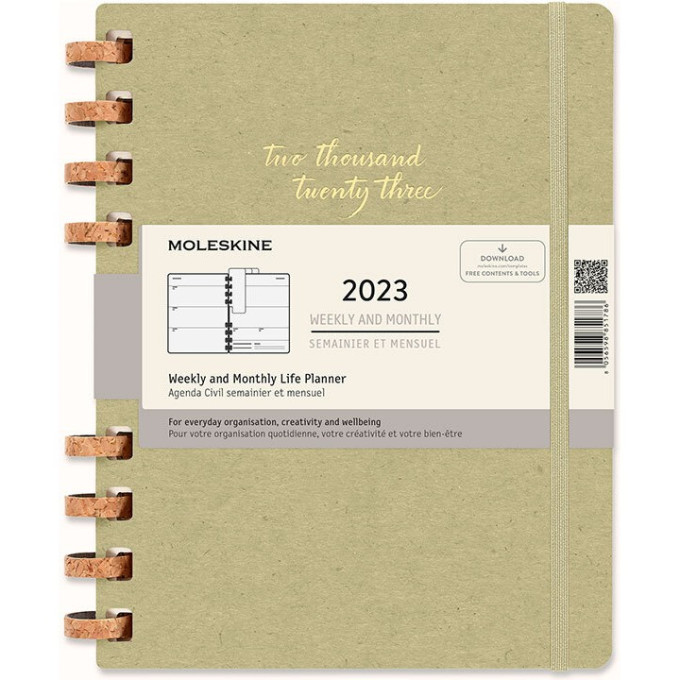 Еженедельник Moleskine SPIRAL XL DHSPK5312MWH4Y23 оливковый